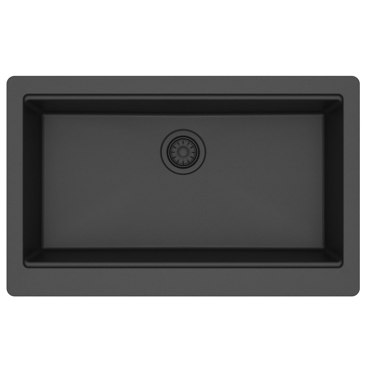 34" Apron Front Single Bowl Quartz Kitchen Sink Kit In Black