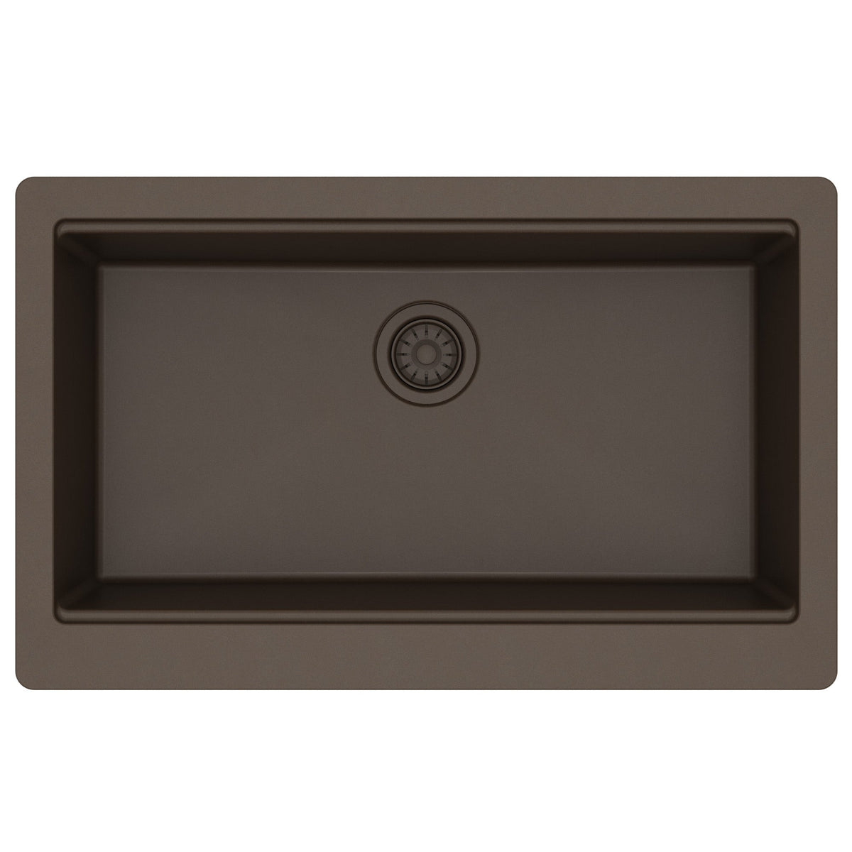 34" Apron Front Single Bowl Quartz Kitchen Sink Kit In Brown