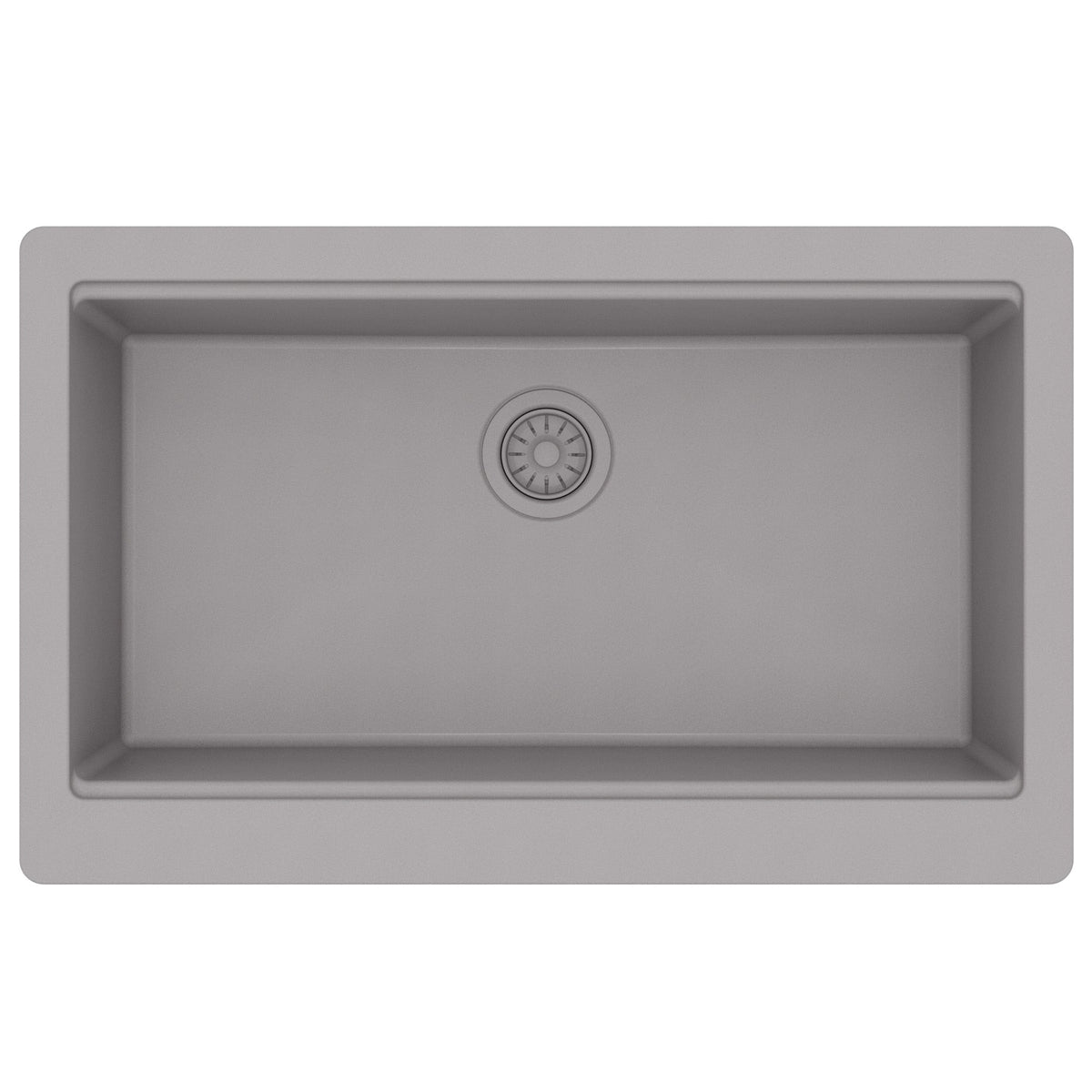 34" Apron Front Single Bowl Quartz Kitchen Sink Kit In Grey