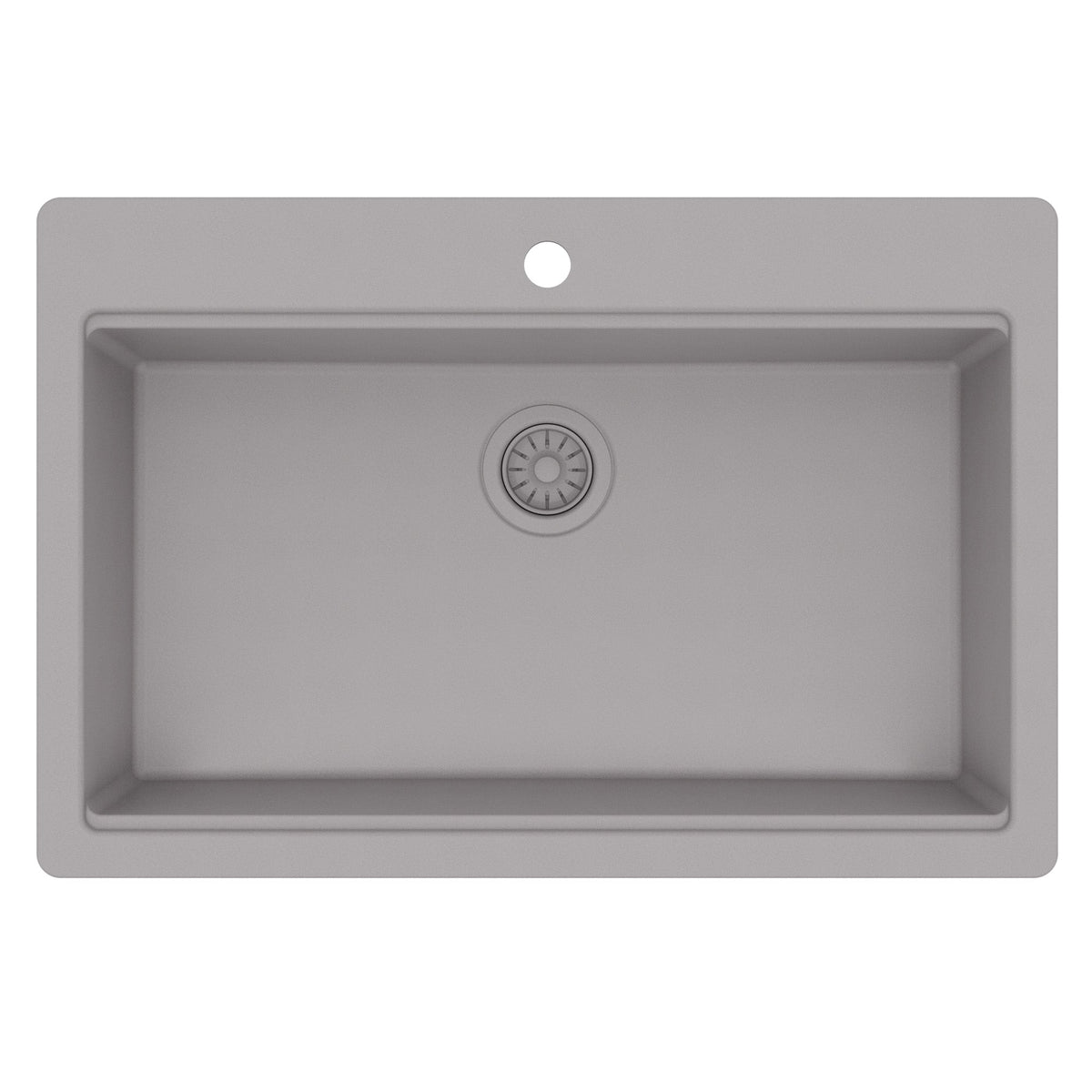 33" Top Mount Single Bowl Quartz Kitchen Sink Kit In Grey