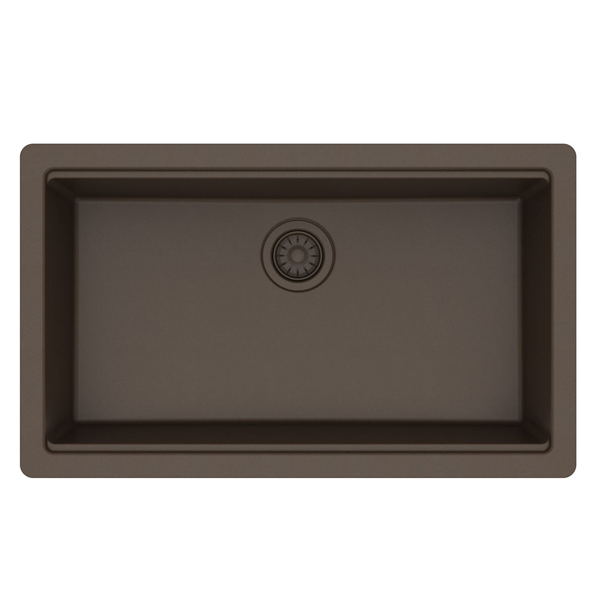 32" Undermount Single Bowl Quartz Kitchen Sink Kit In Brown