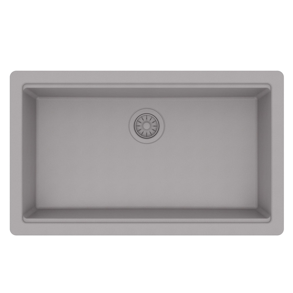 32" Undermount Single Bowl Quartz Kitchen Sink Kit In Grey