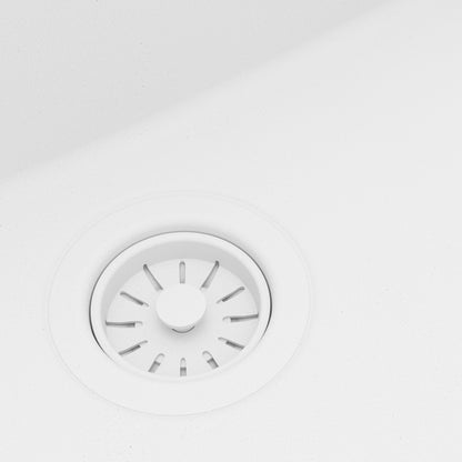 32" Undermount Single Bowl Quartz Kitchen Sink Kit In White