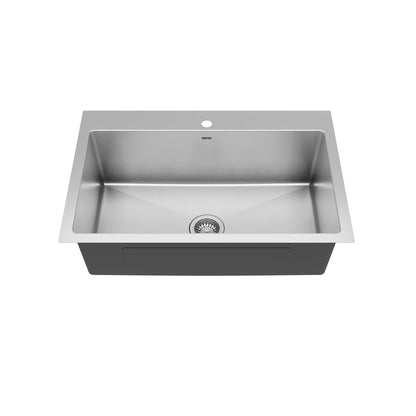 33" Top Mount Large Single Bowl Stainless Steel Kitchen Sink Kit