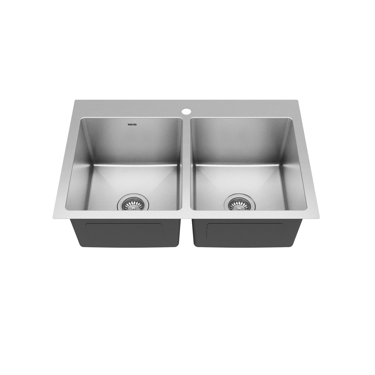 33" Top Mount Double Equal Bowl Stainless Steel Kitchen Sink Kit