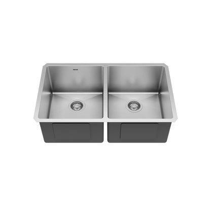 Elite 32" Undermount 16 Gauge Double Bowl Stainless Steel Kitchen Sink with Accessories