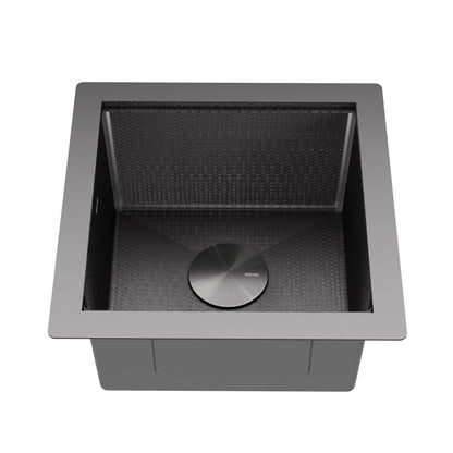 Matrix 17" Undermount Workstation 16 Gauge Single Bowl Stainless Steel Sink In Gunmetal Grey with Accessories