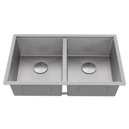 Matrix 32" Undermount Workstation 16 Gauge Double Bowl Stainless Steel Kitchen Sink with Accessories
