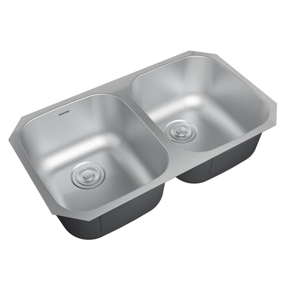 Profile 32" Undermount 18 Gauge Double Bowl Stainless Steel Kitchen Sink with Accessories