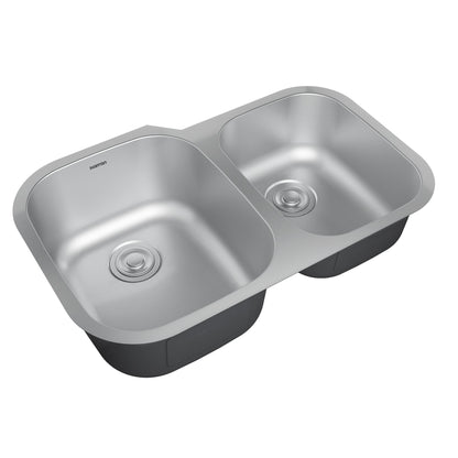 Profile 31" Undermount 18 Gauge Double Offset Bowl Stainless Steel Kitchen Sink with Accessories