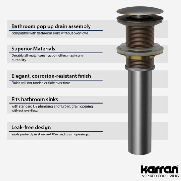 Pop-Up Bathroom Sink Drain In Oil-Rubbed Bronze