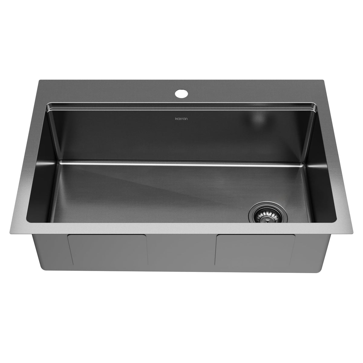 Elite 33" Top Mount Workstation 16 Gauge Stainless Steel Single Bowl Kitchen Sink In Gunmetal Black