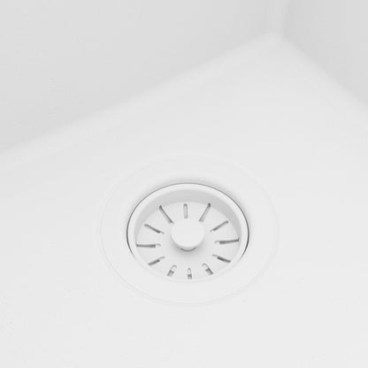 33" Top Mount Double Bowl Quartz Kitchen Sink Kit In White