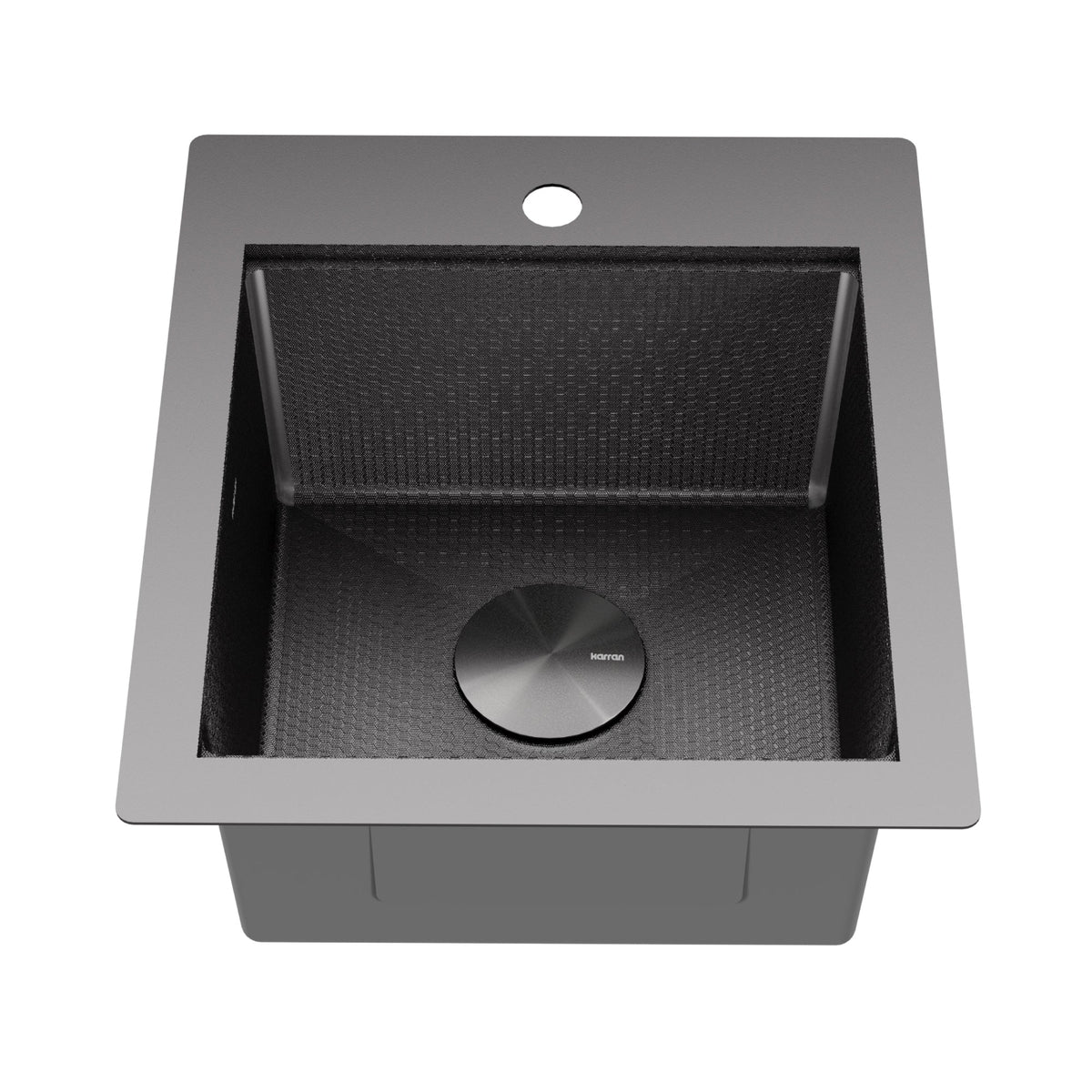 Matrix 17" Top Mount Workstation 16 Gauge Single Bowl Stainless Steel Sink In Gunmetal Grey with Accessories