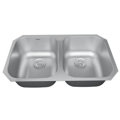 Profile 32" Undermount 18 Gauge Double Bowl Stainless Steel Kitchen Sink with Accessories