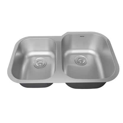 Profile 31" Undermount 18 Gauge Double Offset Bowl Stainless Steel Kitchen Sink with Accessories