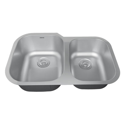 Profile 31" Undermount 18 Gauge Double Offset Bowl Stainless Steel Kitchen Sink with Accessories