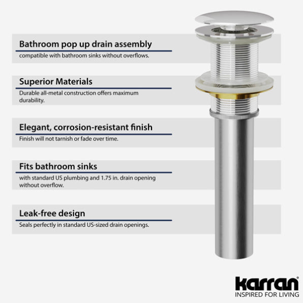 Pop-Up Bathroom Sink Drain In Chrome