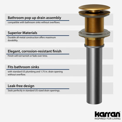 Pop-Up Bathroom Sink Drain In Gold