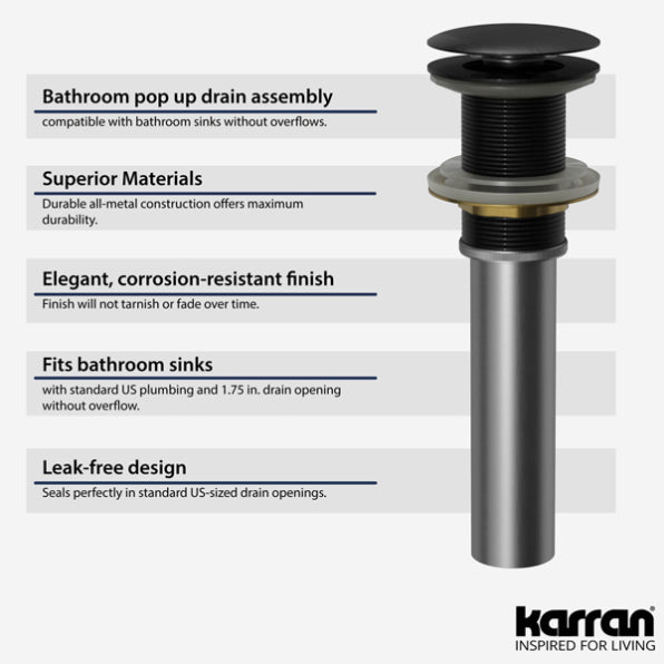 Pop-Up Bathroom Sink Drain In Matte Black