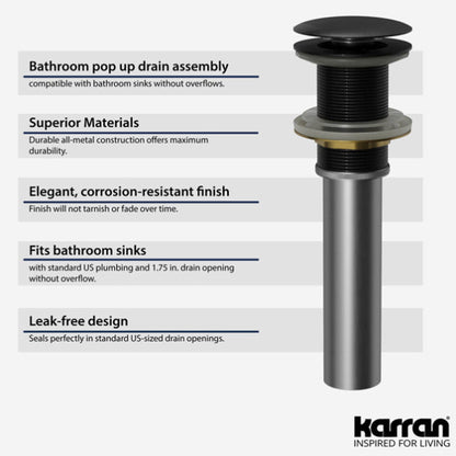 Pop-Up Bathroom Sink Drain In Matte Black