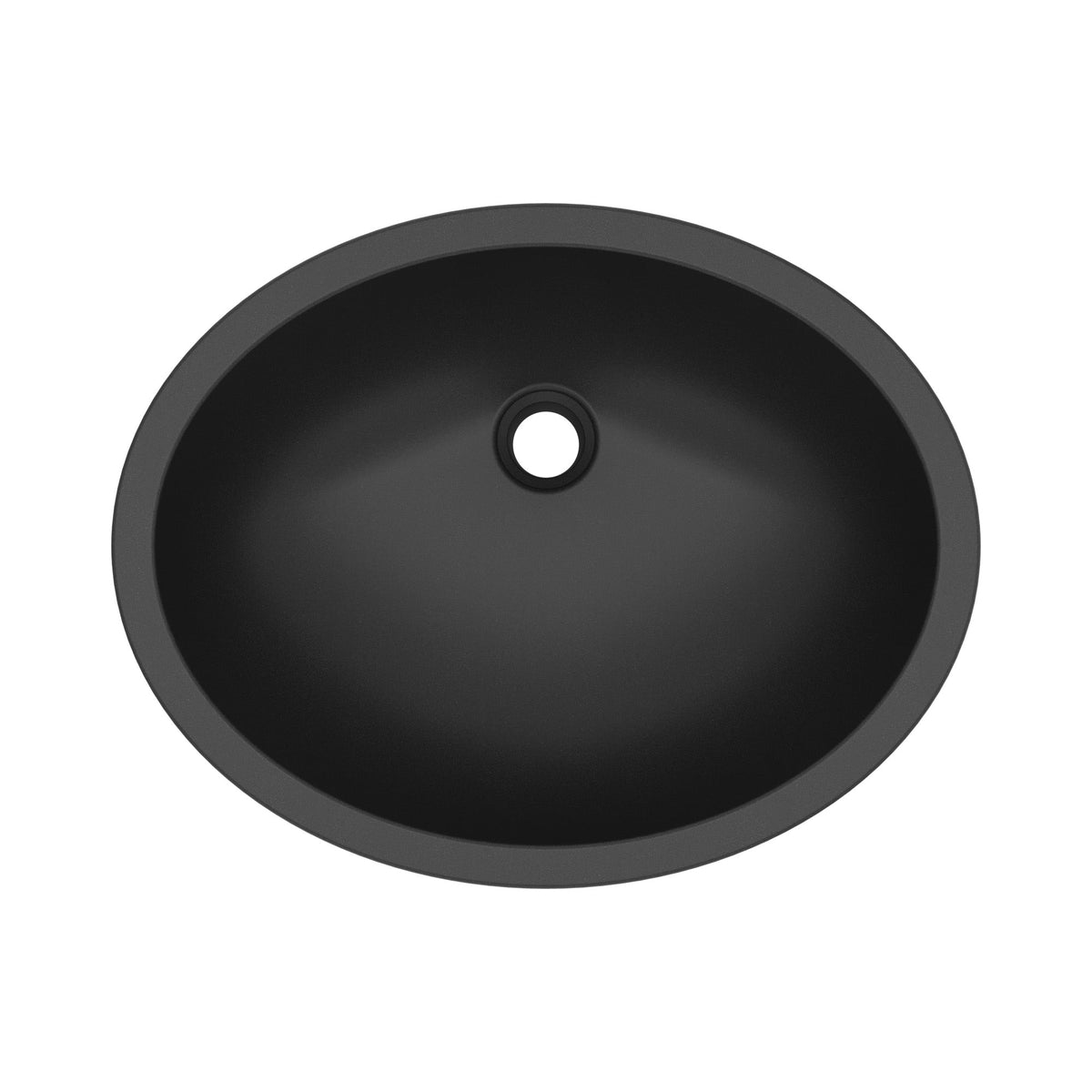 19" Seamless Undermount Quartz Composite Bathroom Sink In Black