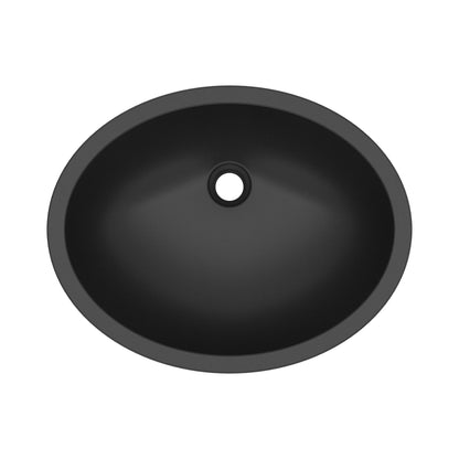 19" Seamless Undermount Quartz Composite Bathroom Sink In Black