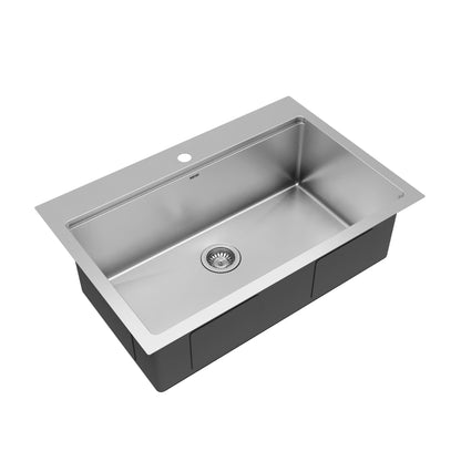 33" Top Mount Large Single Bowl Stainless Steel Workstation Kitchen Sink