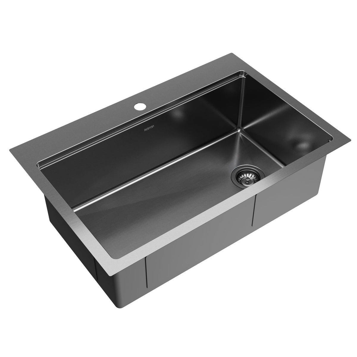 Elite 33" Top Mount Workstation 16 Gauge Stainless Steel Single Bowl Kitchen Sink In Gunmetal Black
