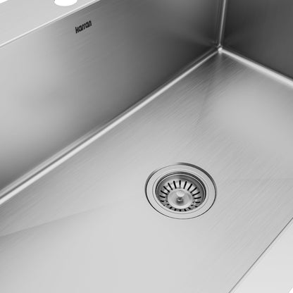 33" Top Mount Large Single Bowl Stainless Steel Kitchen Sink Kit