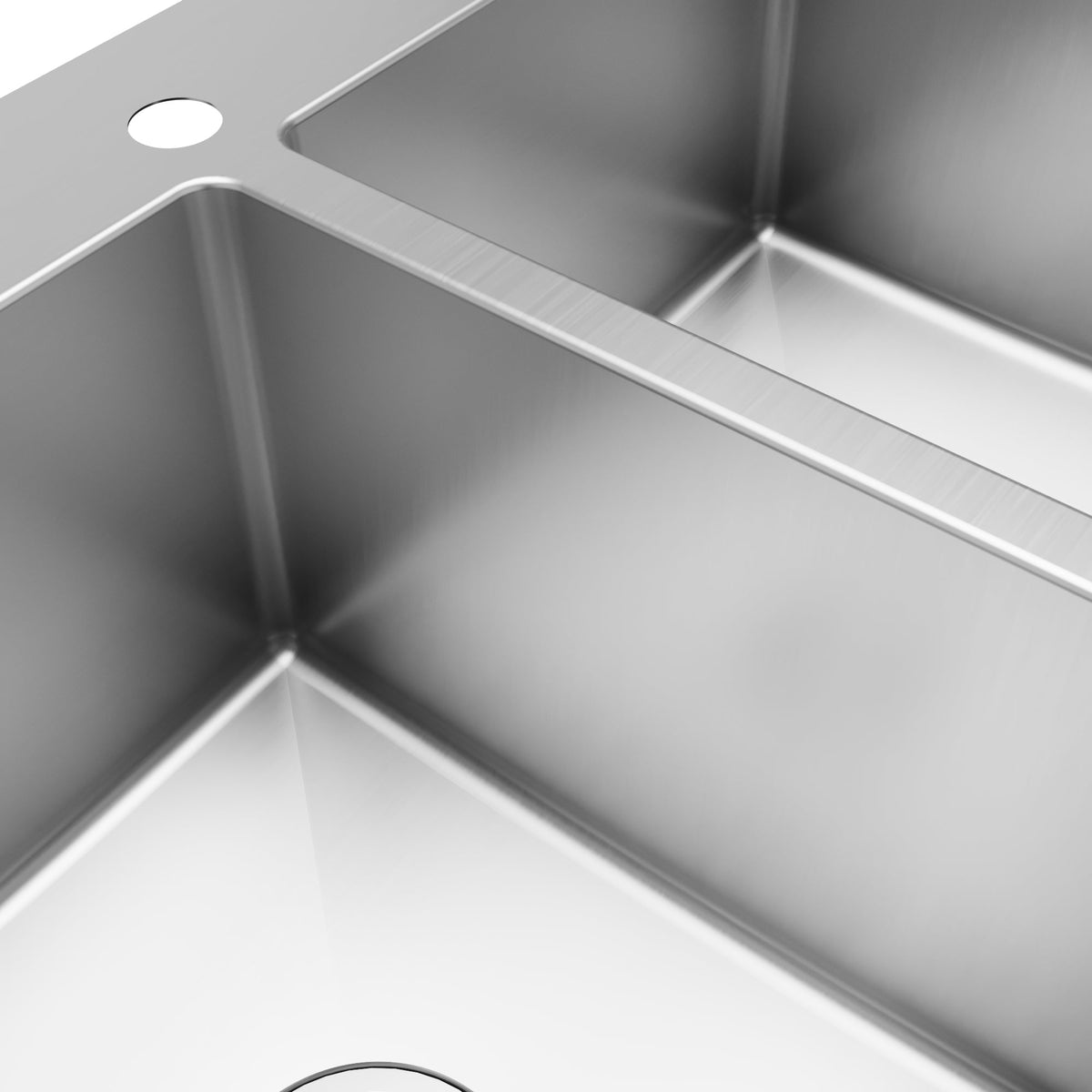 33" Top Mount Double Equal Bowl Stainless Steel Kitchen Sink Kit