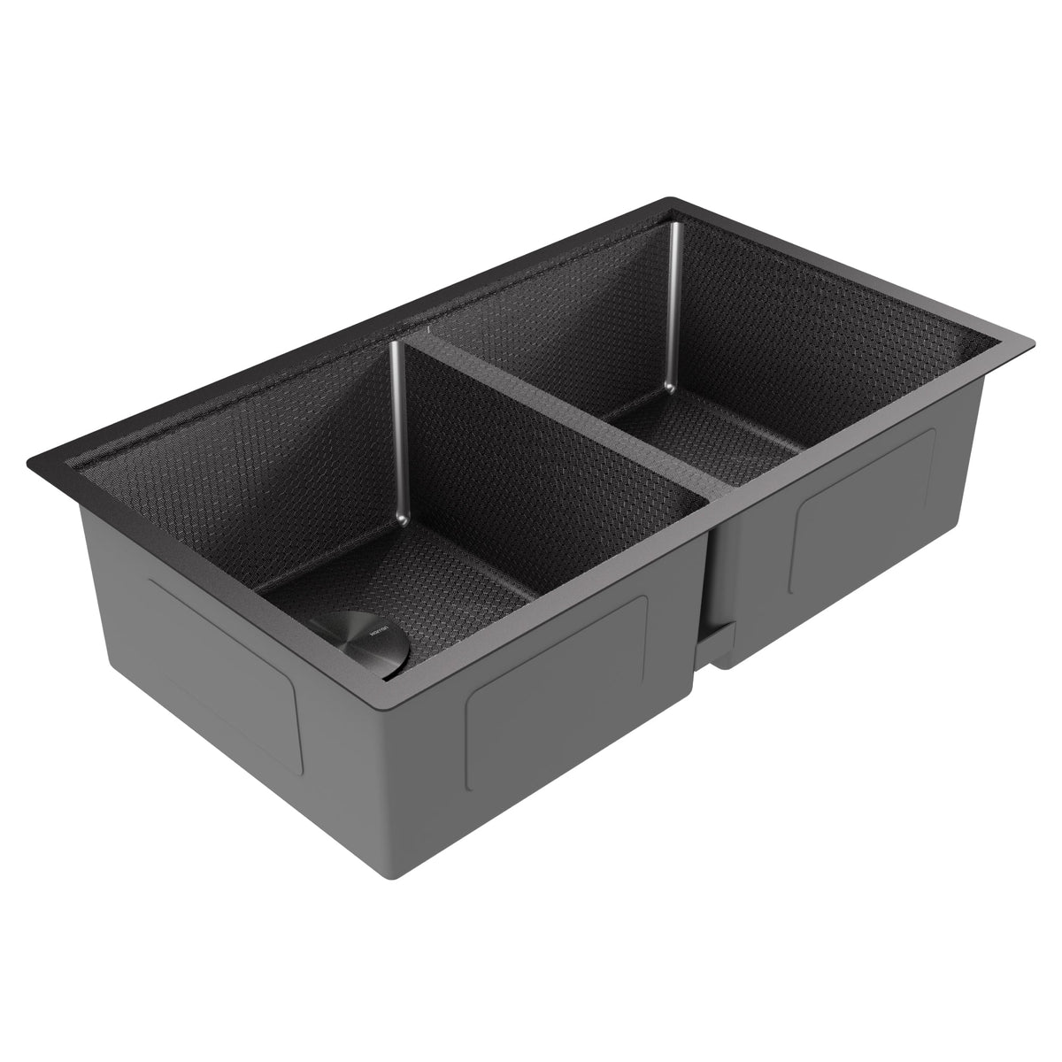 Matrix 32" Undermount Workstation 16 Gauge Double Bowl Stainless Steel Kitchen Sink In Gunmetal Grey with Accessories