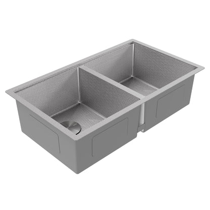 Matrix 32" Undermount Workstation 16 Gauge Double Bowl Stainless Steel Kitchen Sink with Accessories