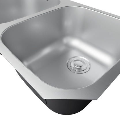 Profile 32" Undermount 18 Gauge Double Bowl Stainless Steel Kitchen Sink with Accessories