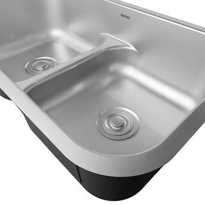 Profile 32" Undermount 18 Gauge Low Divider Double Bowl Stainless Steel Kitchen Sink with Accessories