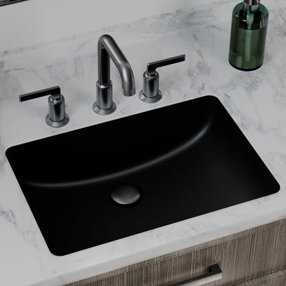 20" Seamless Undermount Quartz Composite Bathroom Sink In Black