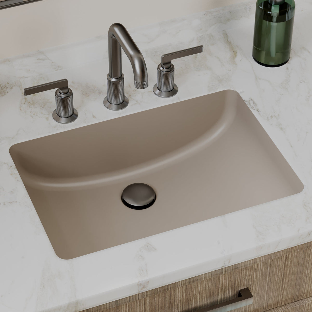 20" Seamless Undermount Quartz Composite Bathroom Sink In Concrete