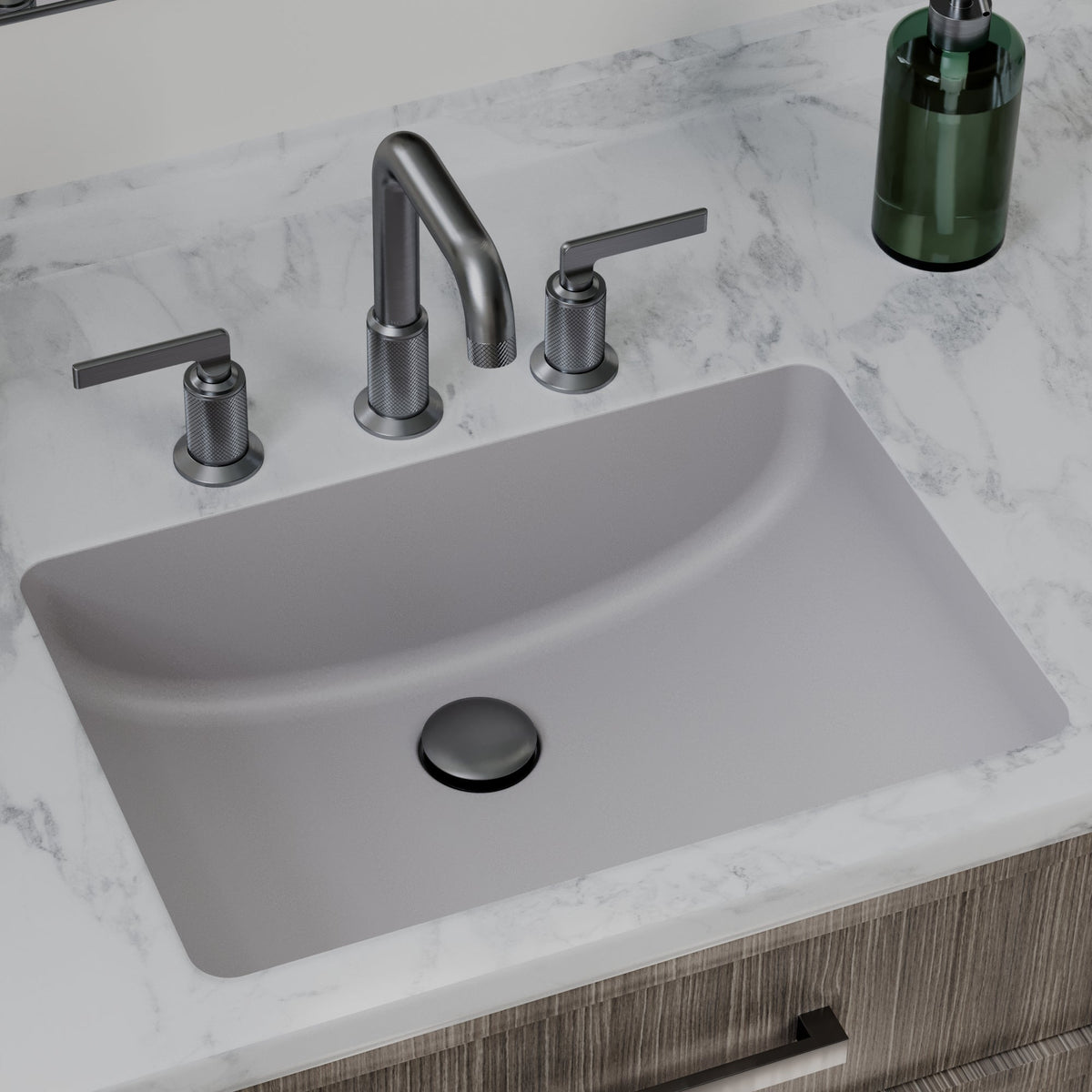 20" Seamless Undermount Quartz Composite Bathroom Sink In Grey