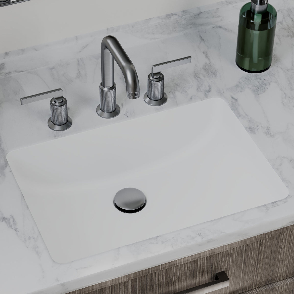 20" Seamless Undermount Quartz Composite Bathroom Sink In White