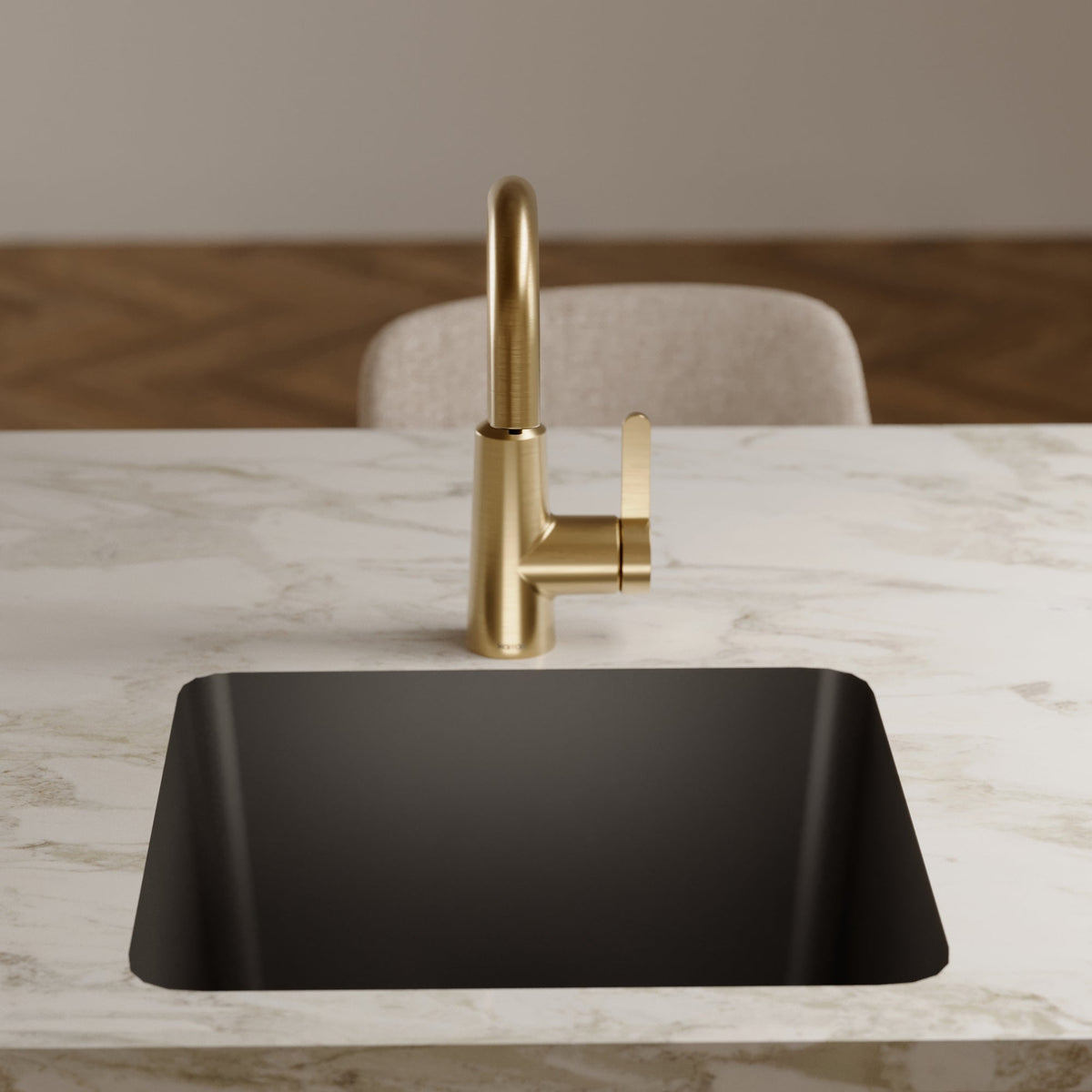 16-5/8" Seamless Undermount Quartz Composite Bar/Prep Sink In Black