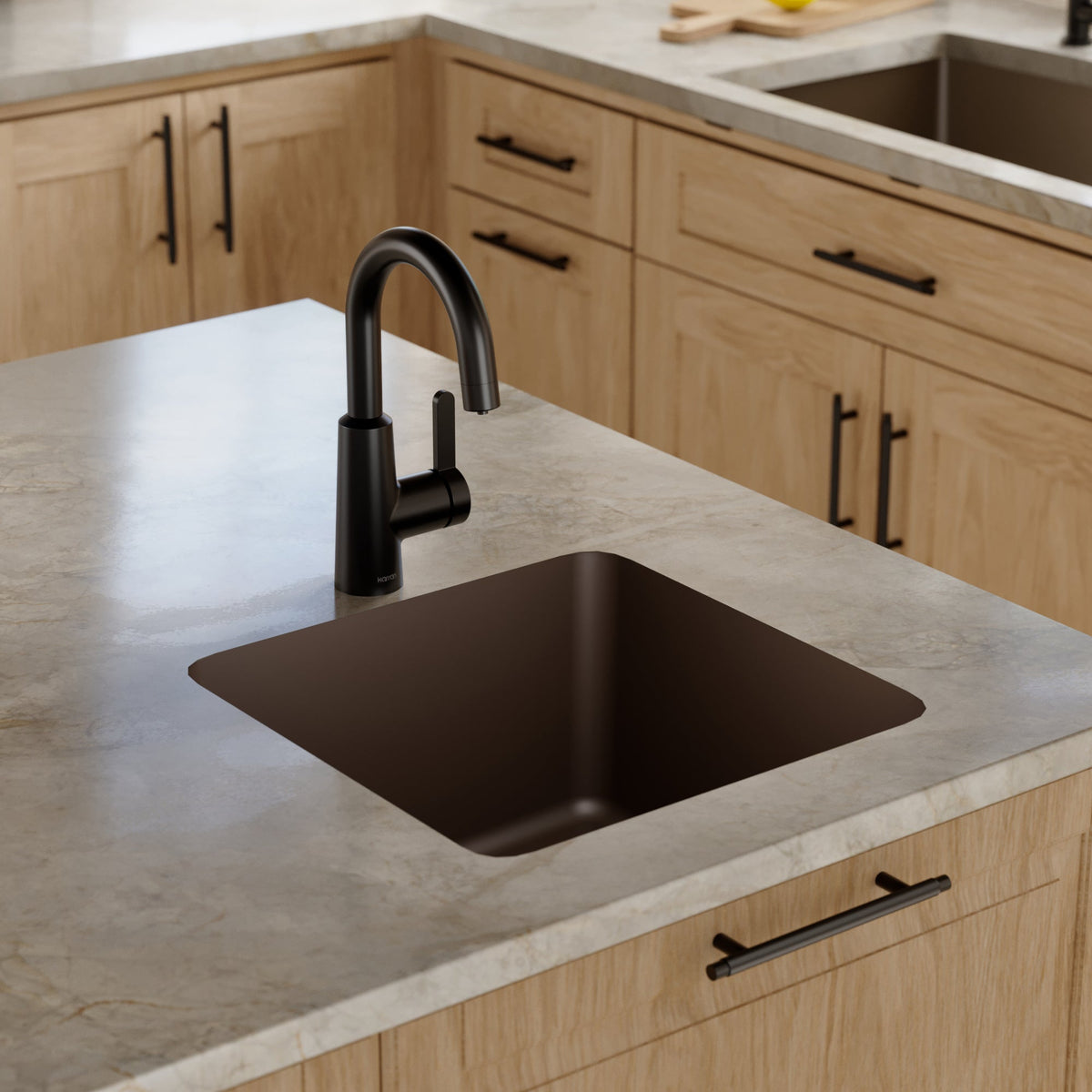 16-5/8" Seamless Undermount Quartz Composite Bar/Prep Sink In Brown