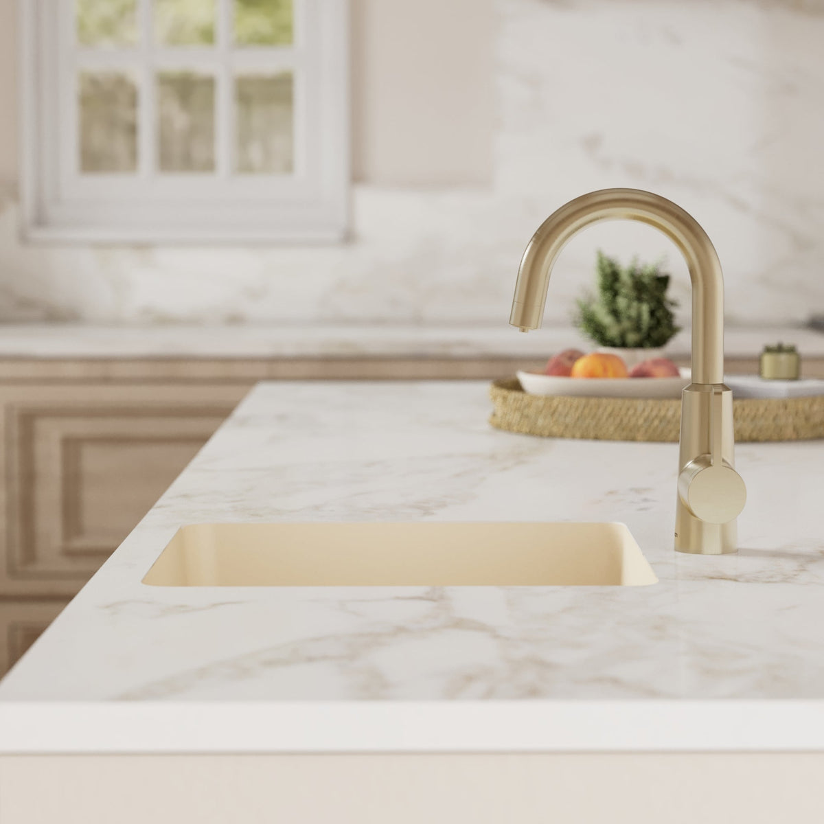 16-5/8" Seamless Undermount Quartz Composite Bar/Prep Sink In Bisque