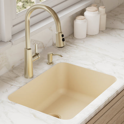 24-1/8" Seamless Undermount Single Bowl Quartz Composite Kitchen Sink In Bisque