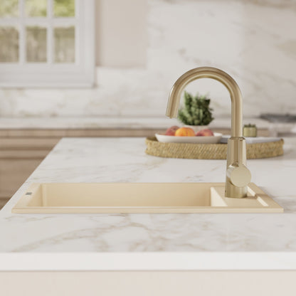 15-3/4" Top Mount Quartz Composite Bar/Prep Sink In Bisque