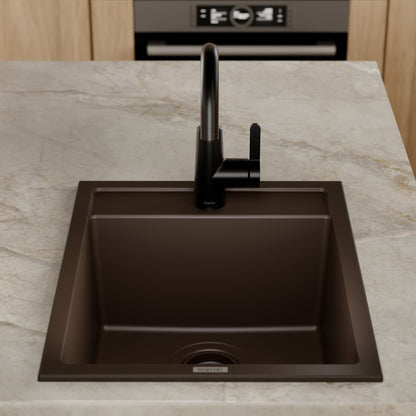 15-3/4" Top Mount Quartz Composite Bar/Prep Sink In Brown