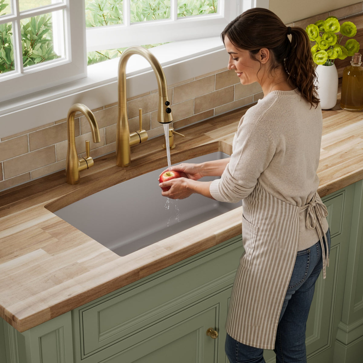 32-1/2" Undermount Large Single Bowl Quartz Composite Kitchen Sink In Grey