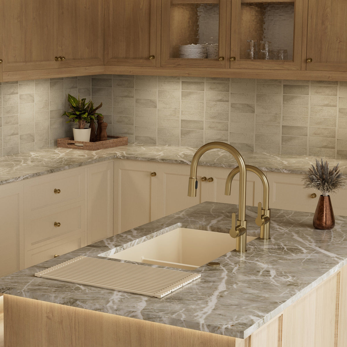 32-3/8" Undermount Double Equal Bowl Granite Kitchen Sink In Bisque