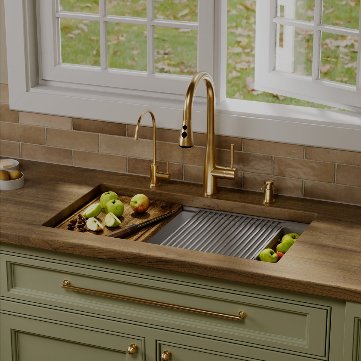 32" Undermount Single Bowl Quartz Kitchen Sink Kit In Grey