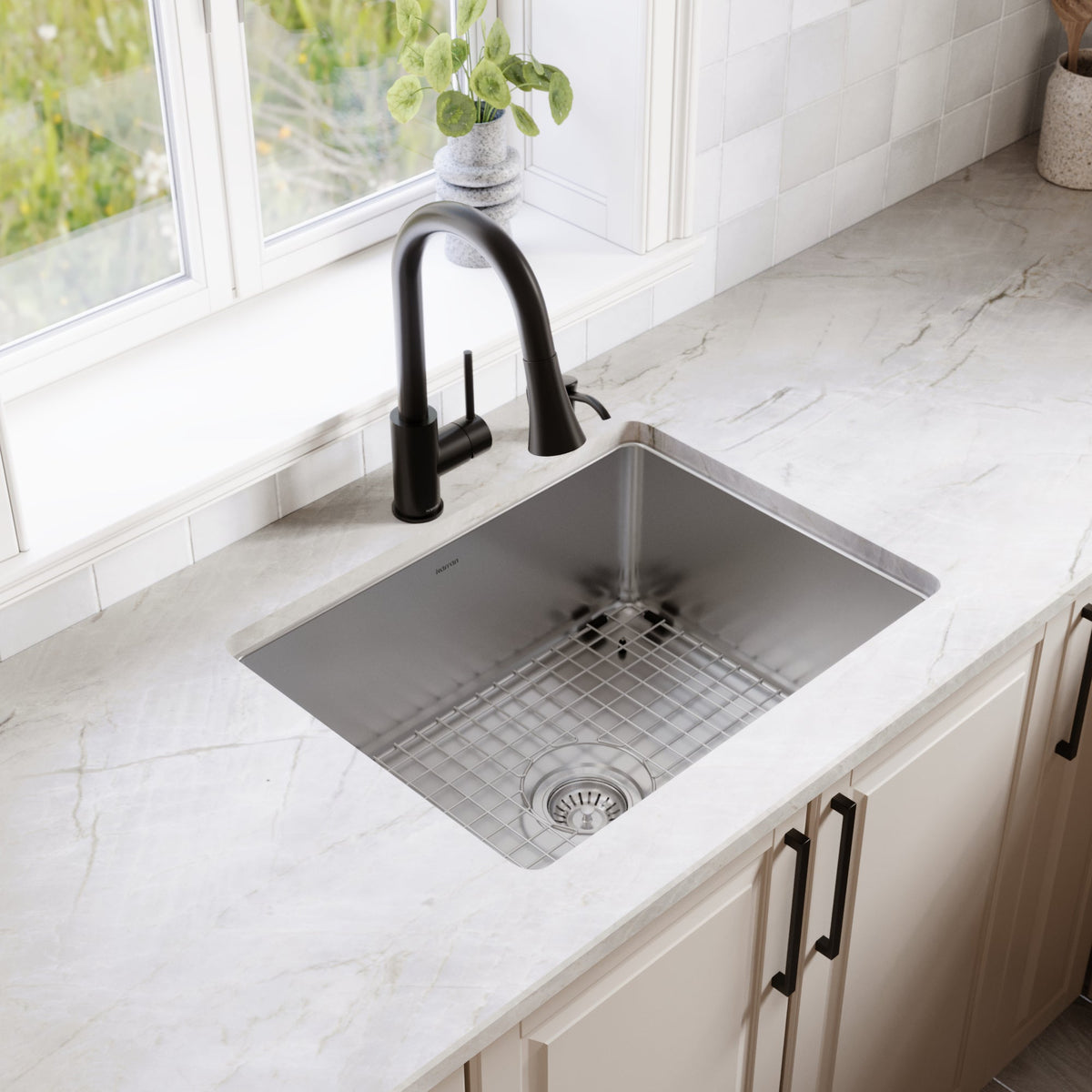 Lansen 24" Undermount 18 Gauge Single Bowl Stainless Steel Sink with Accessories