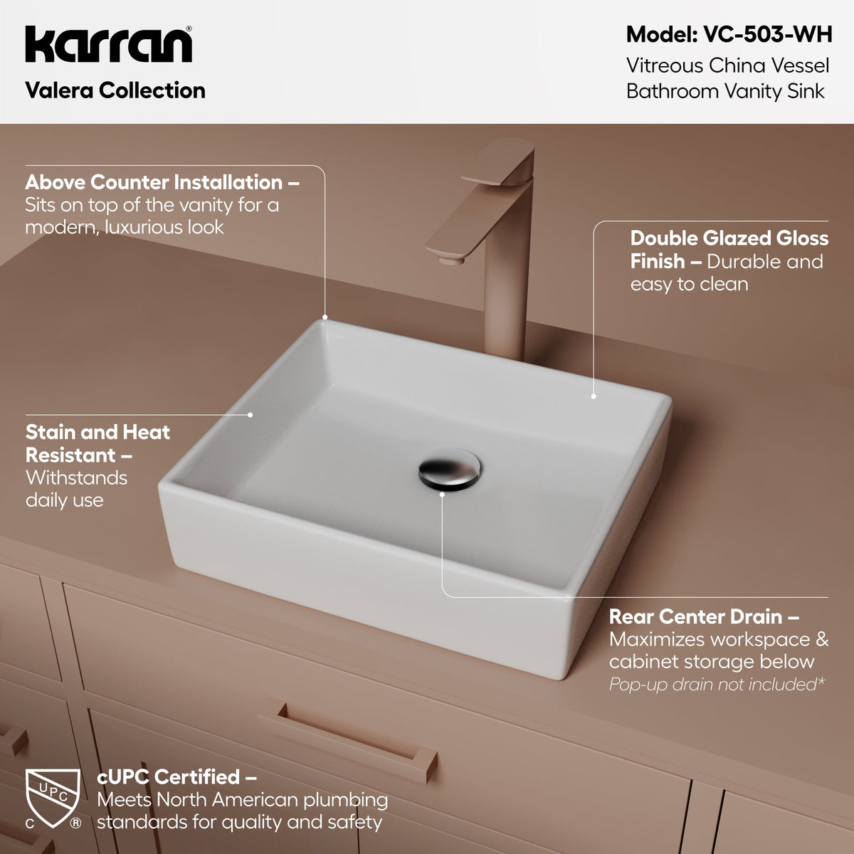 15" Vessel Vitreous China Bathroom Sink In White